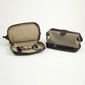 Ultra Suede & Brown Leather Travel Toiletry Bag